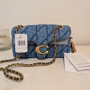 Coach Quilted Denim tabby Chain Strap Shoulder To Crossbody Bag NWT